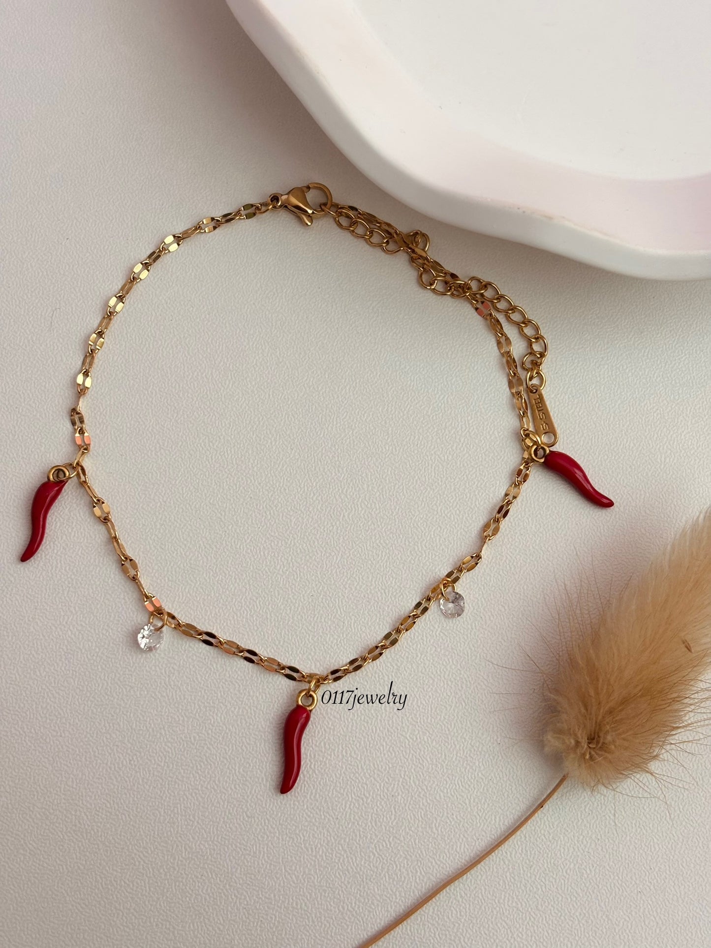 Red chilli Anklet