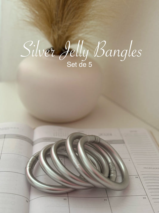 Silver Jelly Bangles | Set de 5