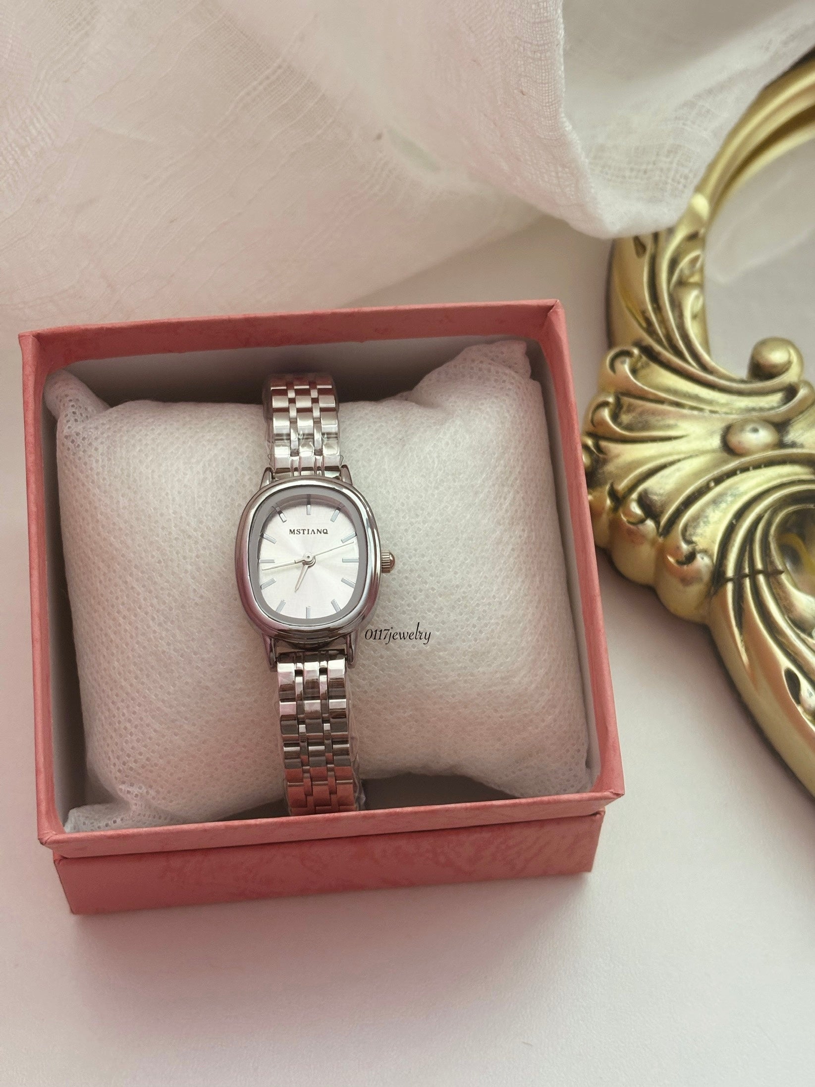 Silver oval Watch