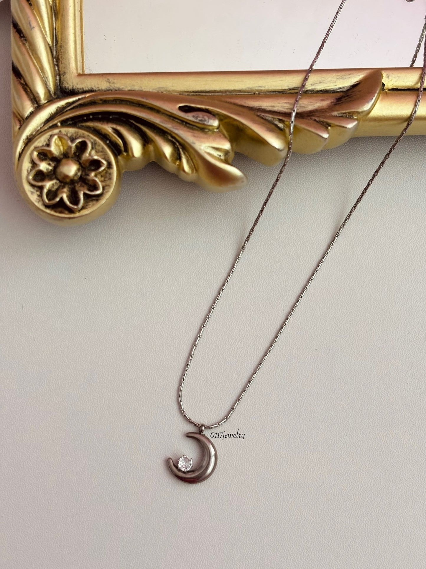 Moon silver necklace