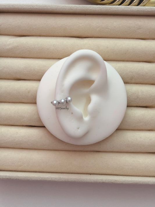 Pearl Silver Ear Cuff