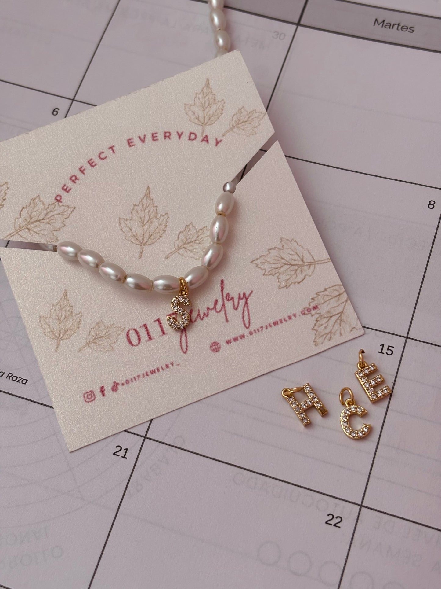 Mini Golden Initial Pearl Necklace